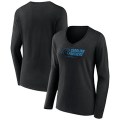 NFL Carolina Panthers Women's Logo Team Lockup Long Sleeve V-Neck T-Shirt
