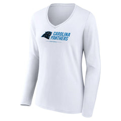 NFL Carolina Panthers Women's Logo Team Lockup Long Sleeve V-Neck T-Shirt