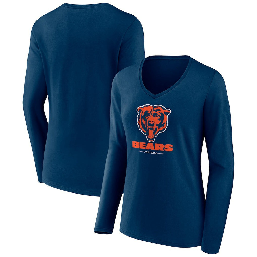 NFL Chicago Bears Women's Logo Team Lockup Long Sleeve V-Neck T-Shirt