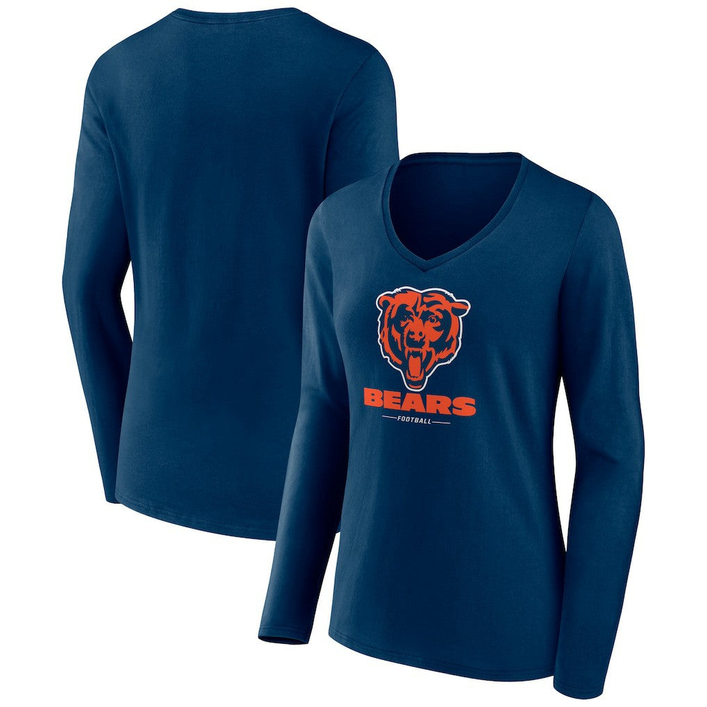 NFL Chicago Bears Women's Logo Team Lockup Long Sleeve V-Neck T-Shirt