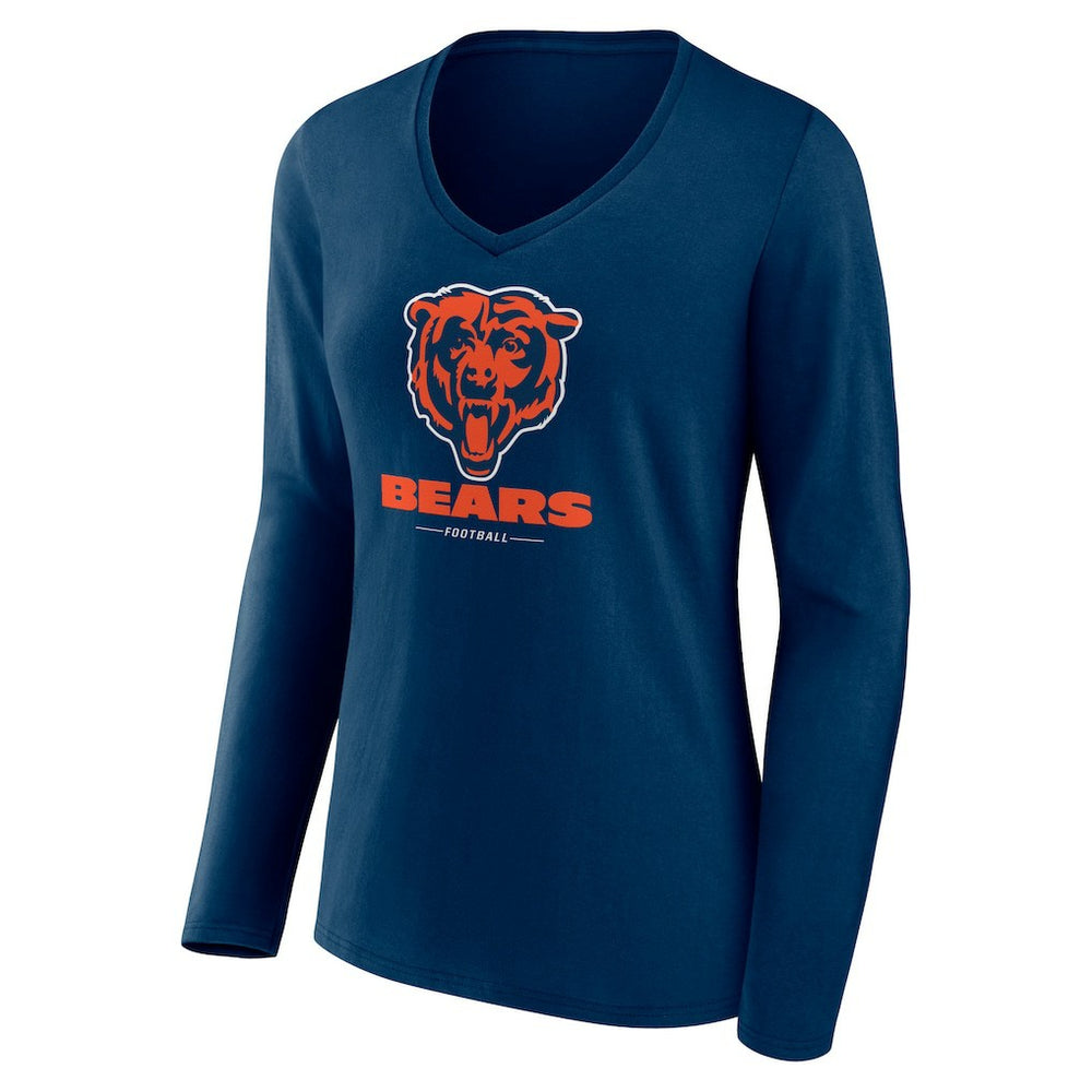 NFL Chicago Bears Women's Logo Team Lockup Long Sleeve V-Neck T-Shirt