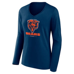 NFL Chicago Bears Women's Logo Team Lockup Long Sleeve V-Neck T-Shirt