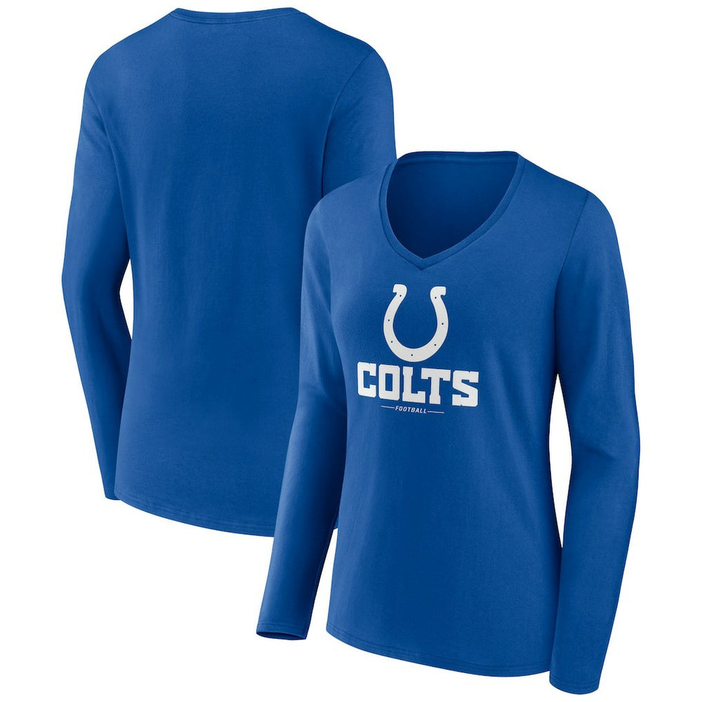 NFL Indianapolis Colts Women's Logo Team Lockup Long Sleeve V-Neck T-Shirt