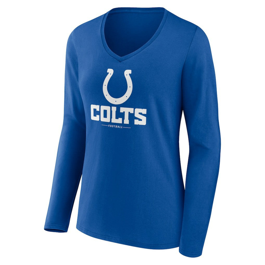 NFL Indianapolis Colts Women's Logo Team Lockup Long Sleeve V-Neck T-Shirt