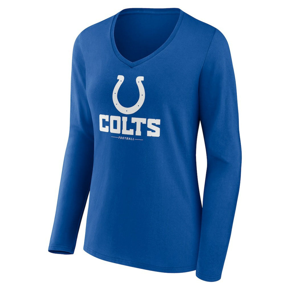 NFL Indianapolis Colts Women's Logo Team Lockup Long Sleeve V-Neck T-Shirt