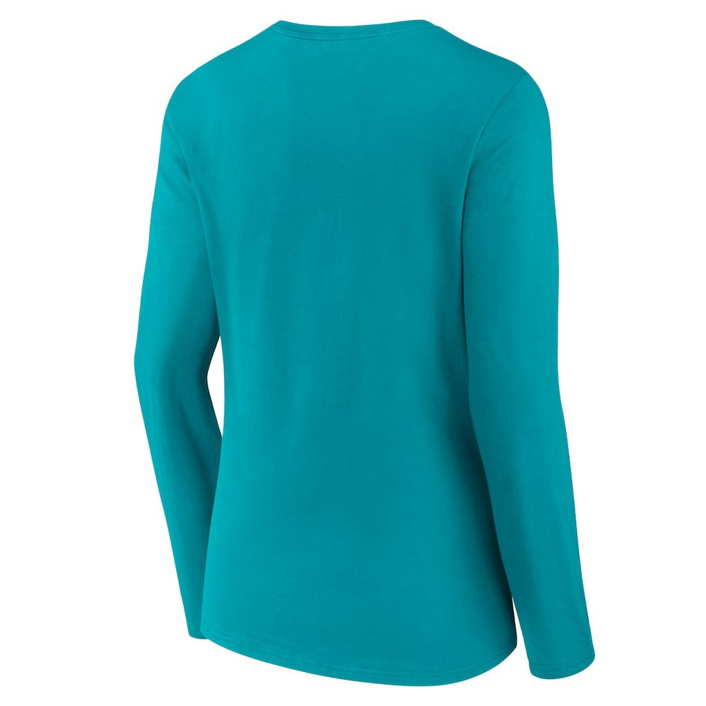 NFL Miami Dolphins Women's Logo Team Lockup Long Sleeve V-Neck T-Shirt
