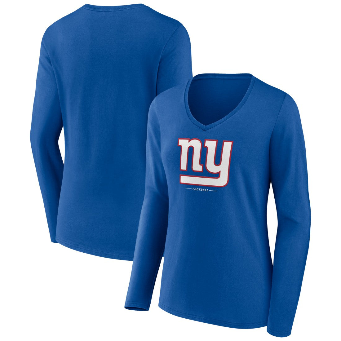 NFL New York Giants Women's Logo Team Lockup Long Sleeve V-Neck T-Shirt
