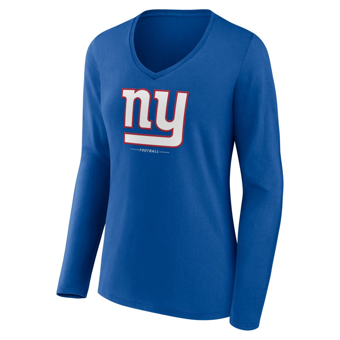 NFL New York Giants Women's Logo Team Lockup Long Sleeve V-Neck T-Shirt