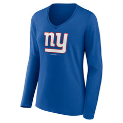 NFL New York Giants Women's Logo Team Lockup Long Sleeve V-Neck T-Shirt