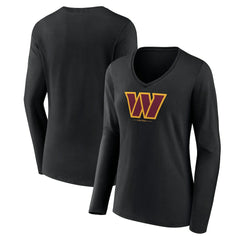 NFL Washington Commanders Women's Logo Team Lockup Long Sleeve V-Neck T-Shirt