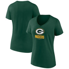 NFL Green Bay Packers Women's Logo Team Lockup V-Neck T-Shirt