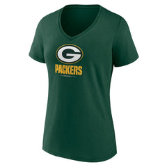 NFL Green Bay Packers Women's Logo Team Lockup V-Neck T-Shirt