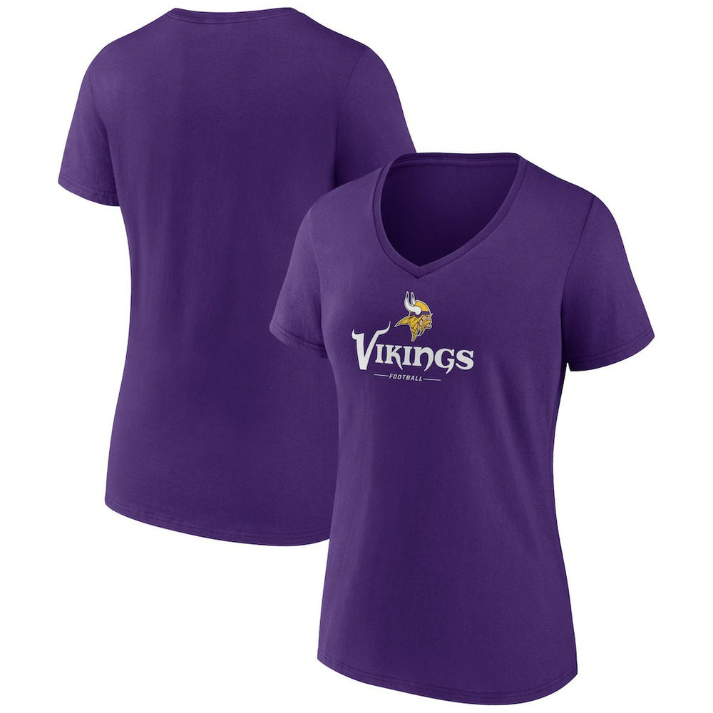 NFL Minnesota Vikings Women's Logo Team Lockup V-Neck T-Shirt
