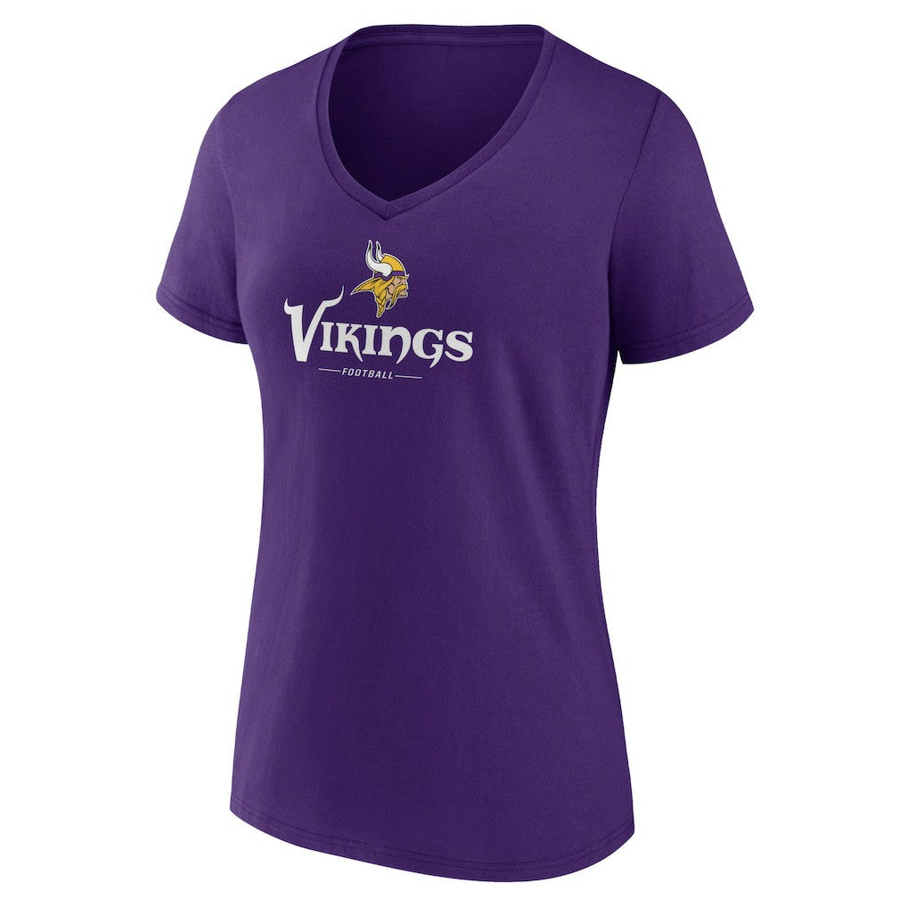 NFL Minnesota Vikings Women's Logo Team Lockup V-Neck T-Shirt