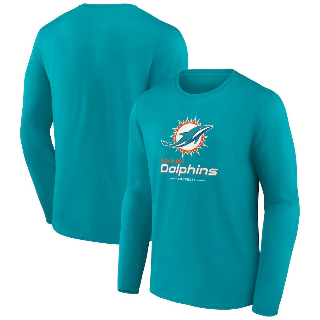 NFL Miami Dolphins Logo Team Lockup Long Sleeve T-Shirt