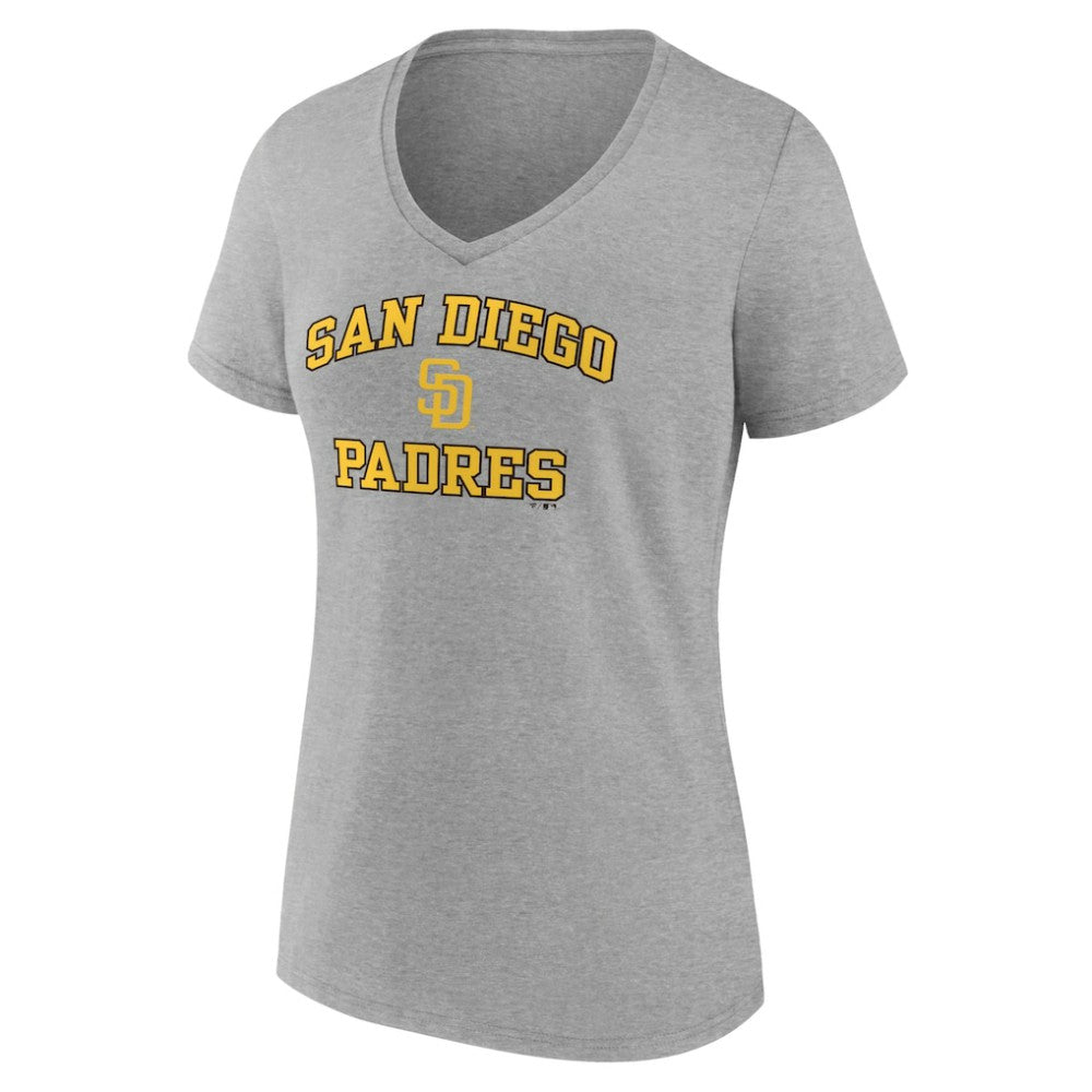 San Diego Padres Women's Heart and Soul V-Neck T-Shirt - Gray