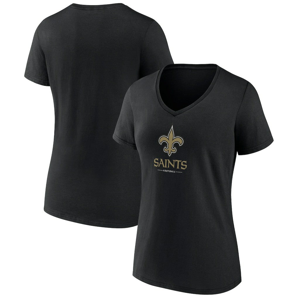 NFL New Orleans Saints Women's Logo Team Lockup V-Neck T-Shirt