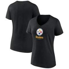 NFL Pittsburgh Steelers Women's Logo Team Lockup V-Neck T-Shirt