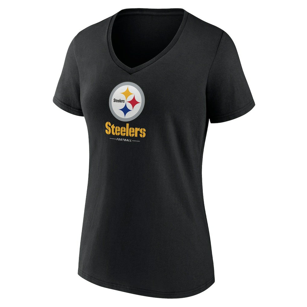 NFL Pittsburgh Steelers Women's Logo Team Lockup V-Neck T-Shirt