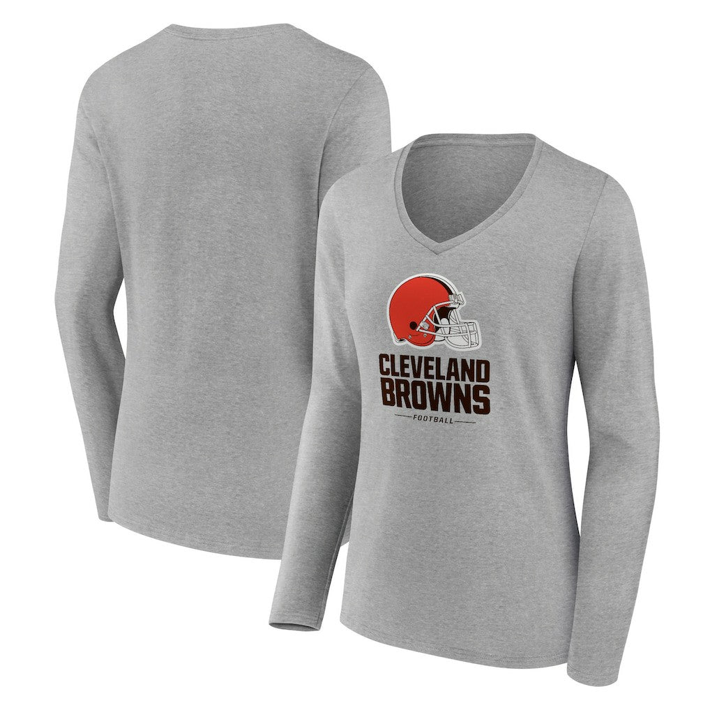 NFL Cleveland Browns Women's Logo Team Lockup Long Sleeve V-Neck T-Shirt