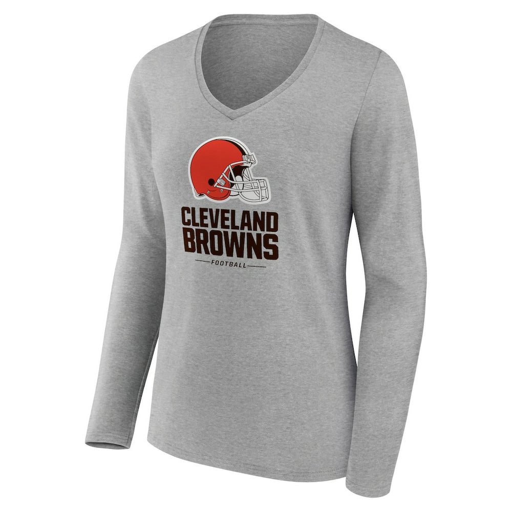NFL Cleveland Browns Women's Logo Team Lockup Long Sleeve V-Neck T-Shirt