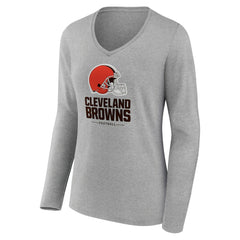 NFL Cleveland Browns Women's Logo Team Lockup Long Sleeve V-Neck T-Shirt