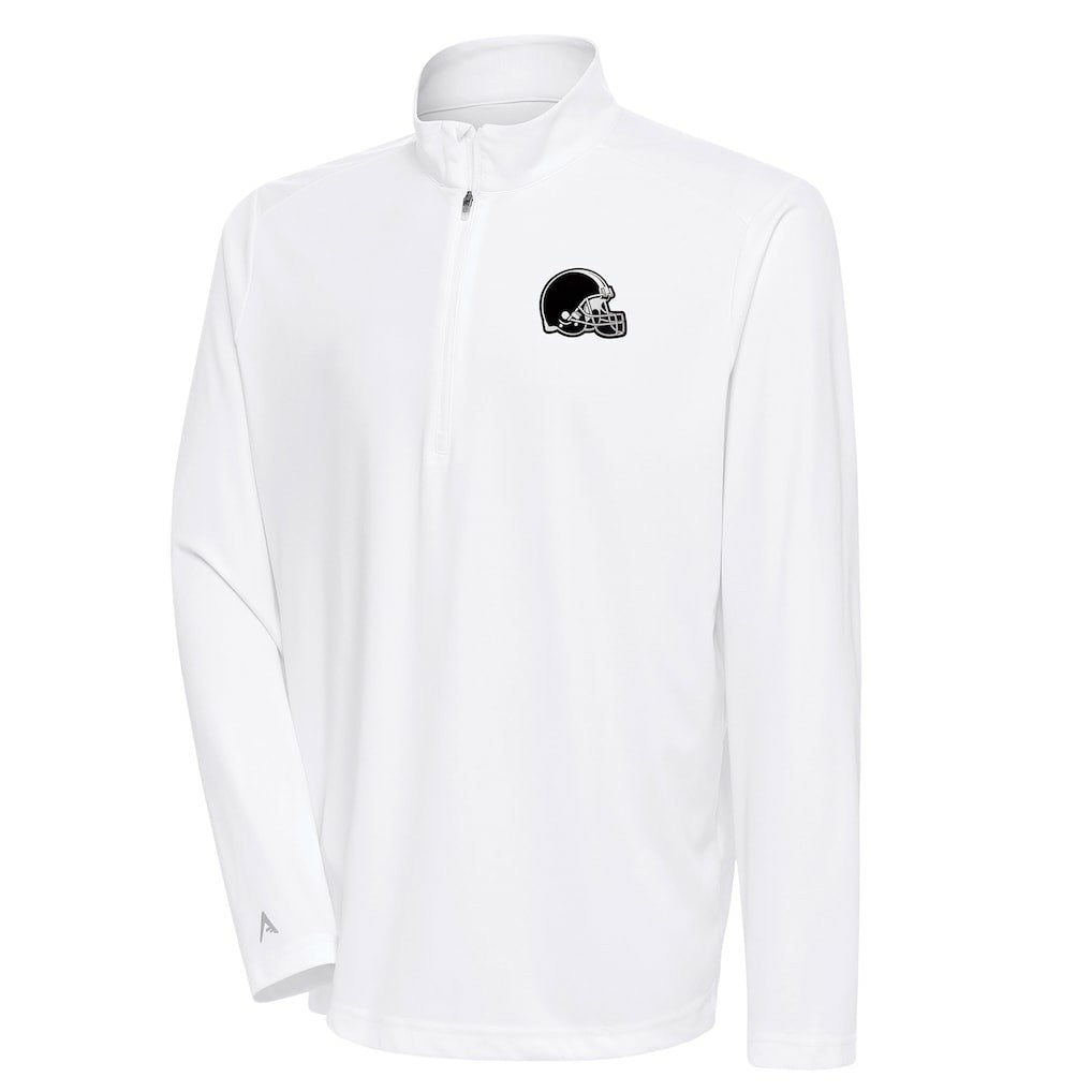 NFL Cleveland Browns Antigua Metallic Logo Tribute Quarter-Zip Top