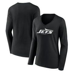 NFL New York Jets Women's Logo Team Lockup Long Sleeve V-Neck T-Shirt