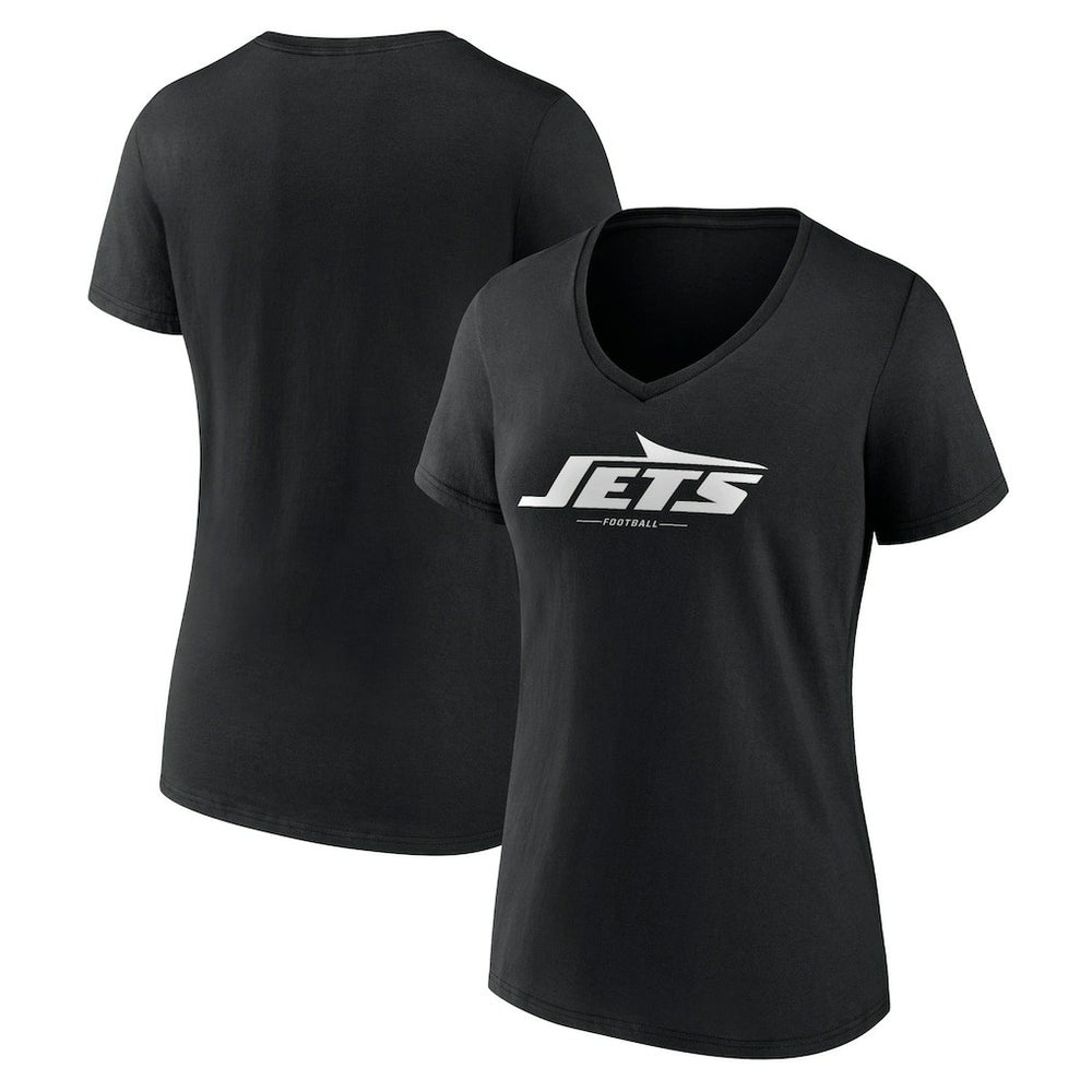 NFL New York Jets Women's Logo Team Lockup V-Neck T-Shirt