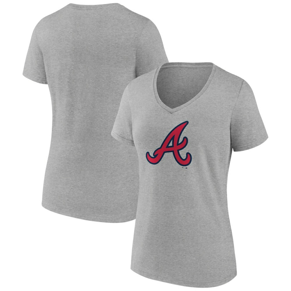 Atlanta Braves Women's Official Logo V-Neck T-Shirt - Gray