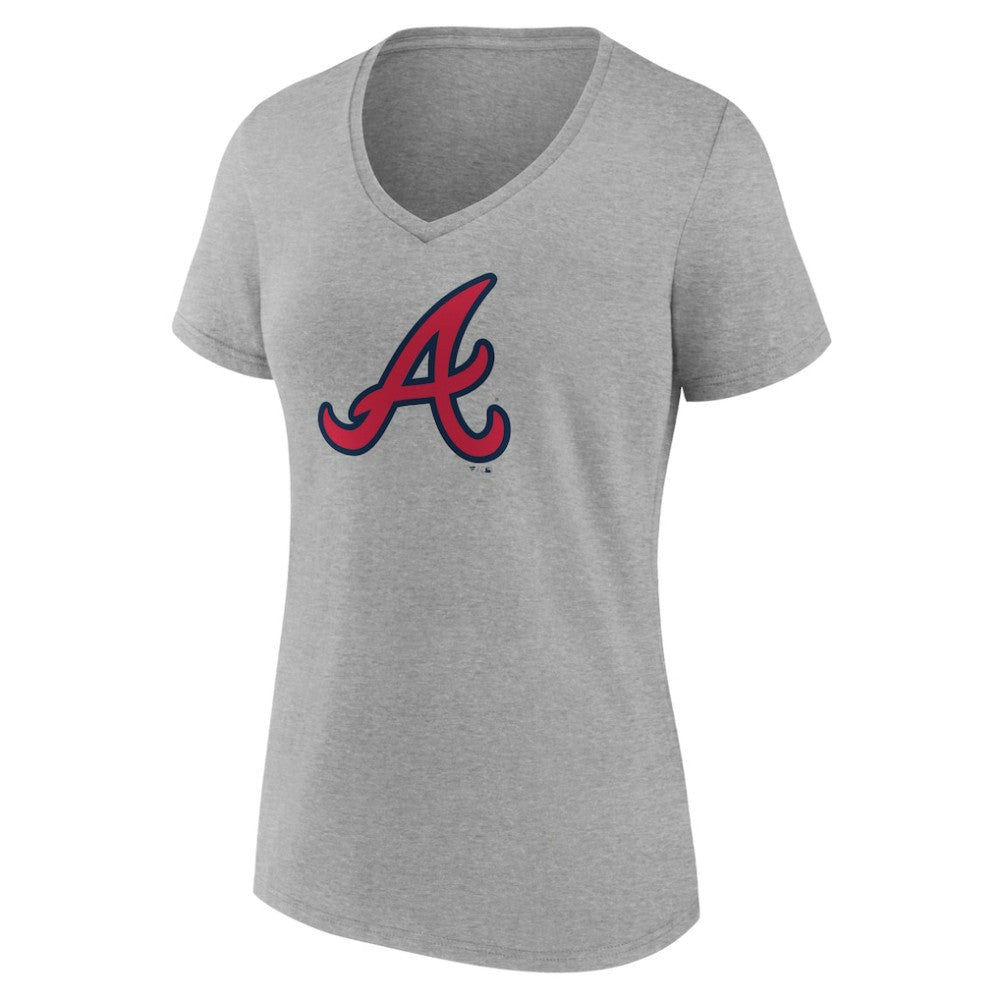 Atlanta Braves Women's Official Logo V-Neck T-Shirt - Gray