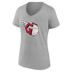 Cleveland Guardians Women's Official Logo V-Neck T-Shirt - Gray