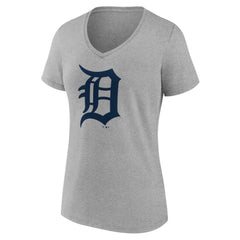 Detroit Tigers Women's Official Logo V-Neck T-Shirt - Gray