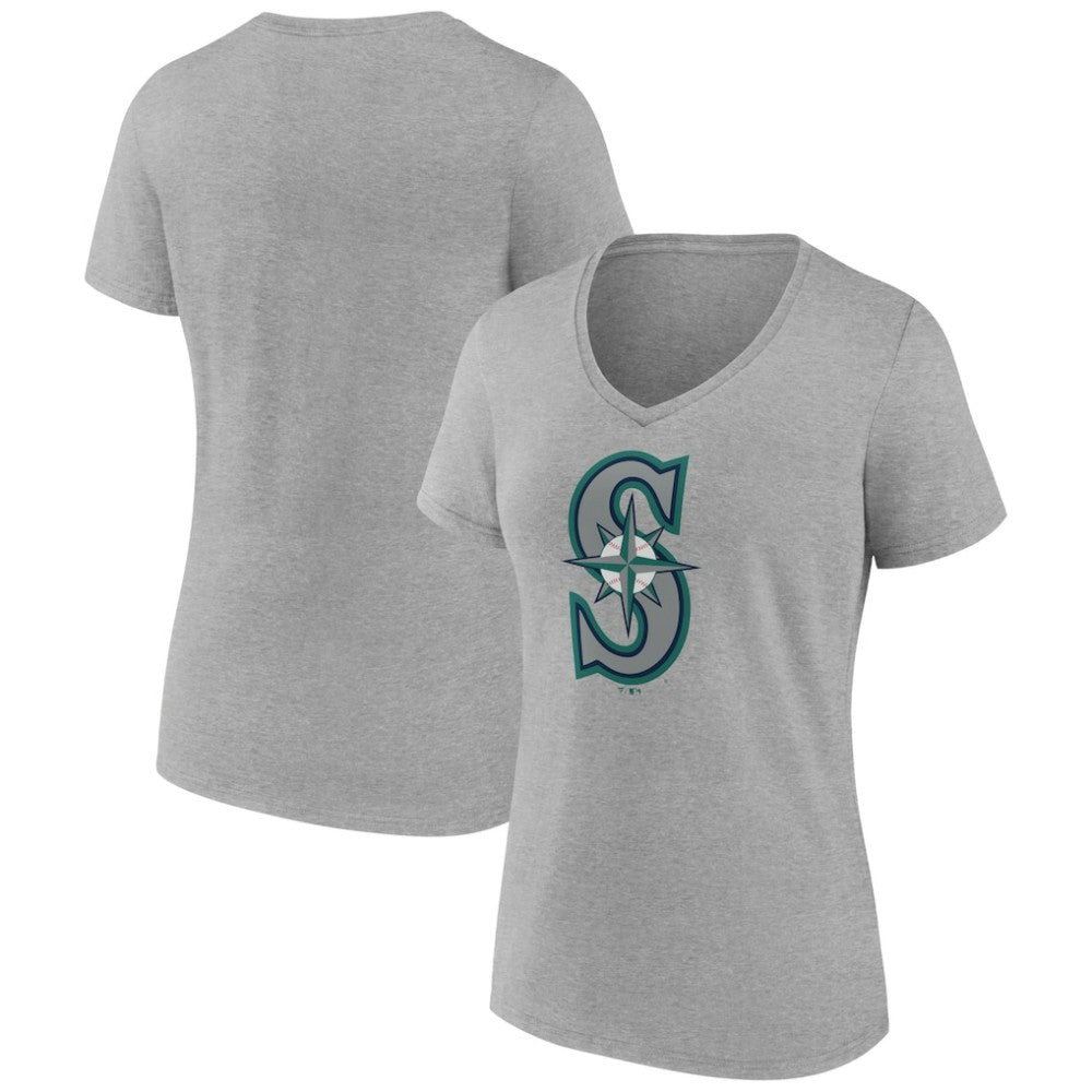 Seattle Mariners Women's Official Logo V-Neck T-Shirt - Gray