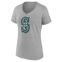 Seattle Mariners Women's Official Logo V-Neck T-Shirt - Gray
