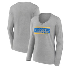 NFL Los Angeles Chargers Women's On Side Stripe Long Sleeve V-Neck T-Shirt