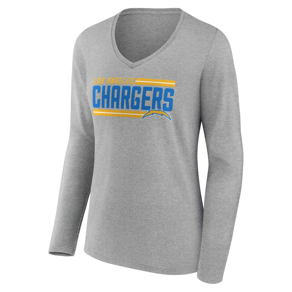 NFL Los Angeles Chargers Women's On Side Stripe Long Sleeve V-Neck T-Shirt