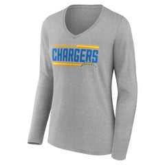NFL Los Angeles Chargers Women's On Side Stripe Long Sleeve V-Neck T-Shirt