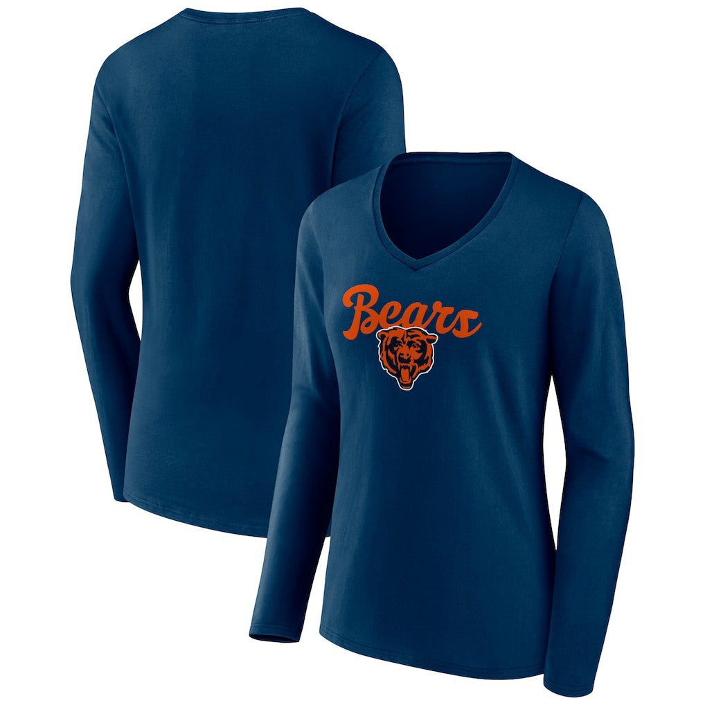 NFL Chicago Bears Women's Freehand Team Long Sleeve V-Neck T-Shirt