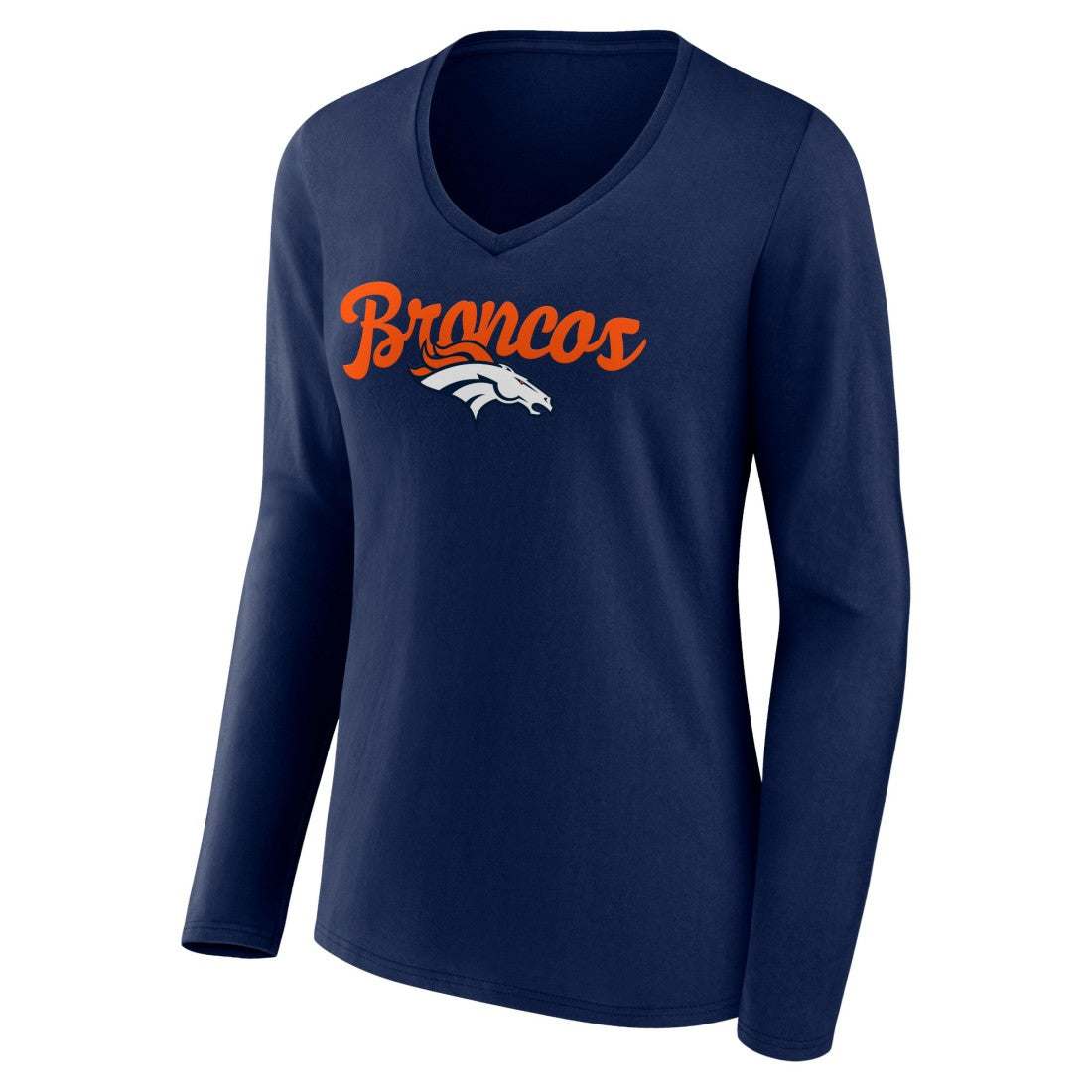 NFL Denver Broncos Women's Freehand Team Long Sleeve V-Neck T-Shirt