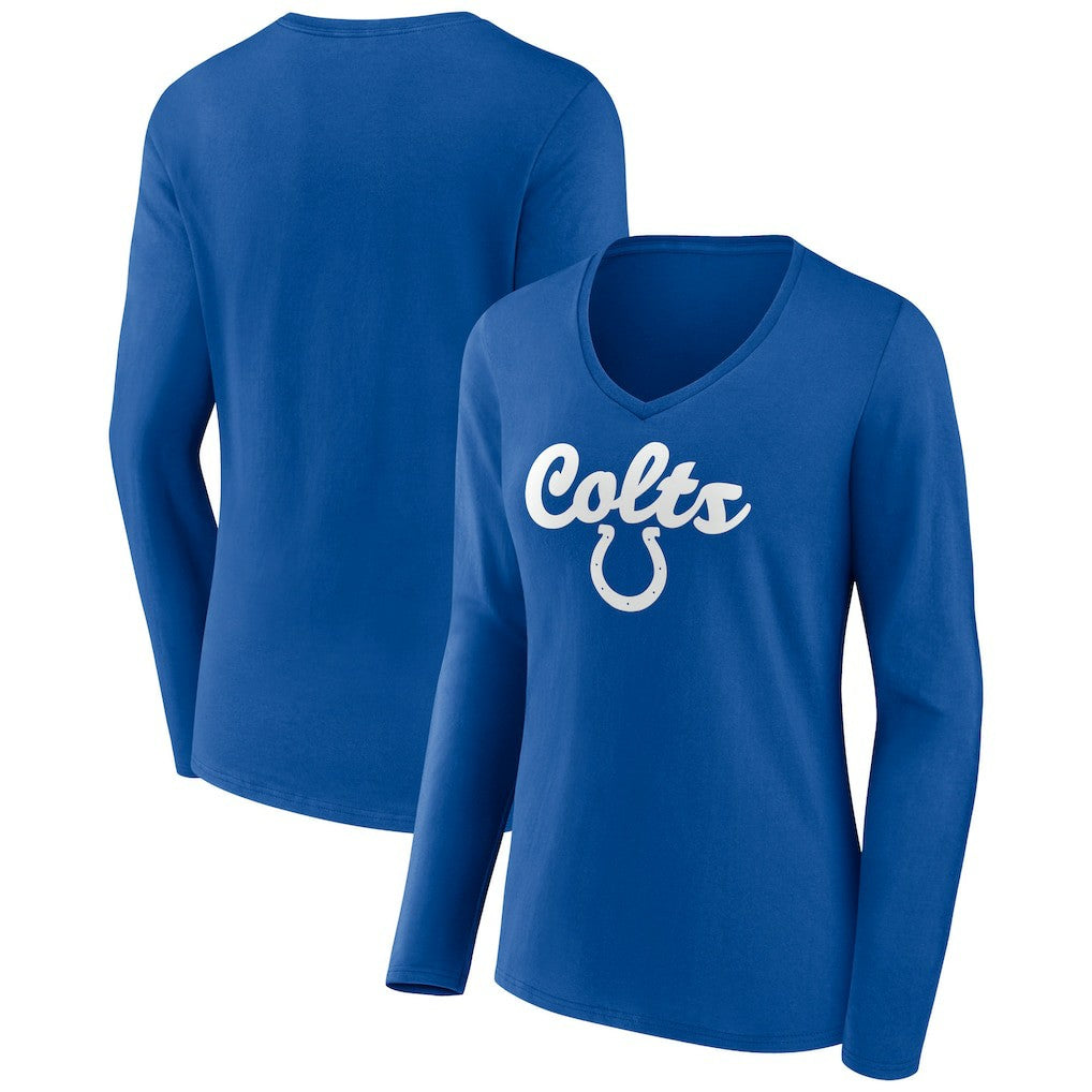 NFL Indianapolis Colts Women's Freehand Team Long Sleeve V-Neck T-Shirt