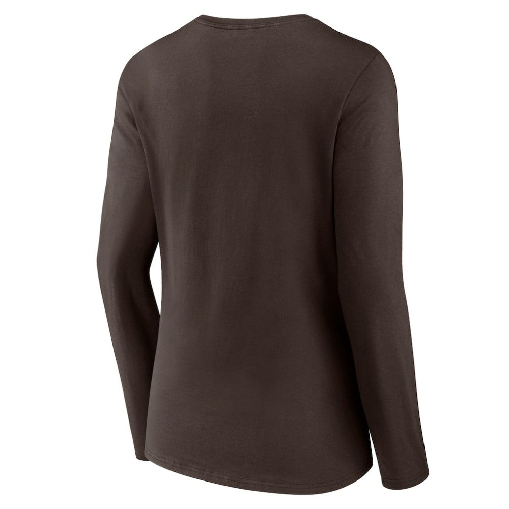 San Diego Padres Women's Team Logo Long Sleeve V-Neck T-Shirt - Brown