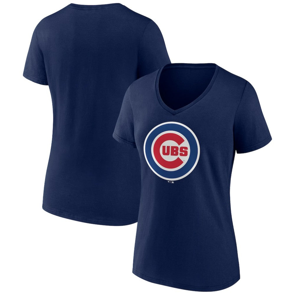 Chicago Cubs Women's Official Logo V-Neck T-Shirt - Navy