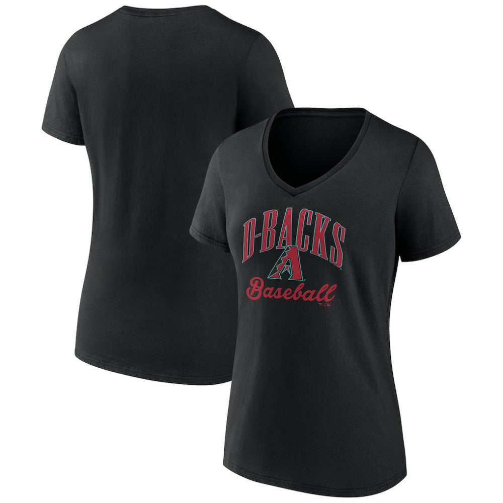 Arizona Diamondbacks Women's Victory Script Team V-Neck T-Shirt - Black