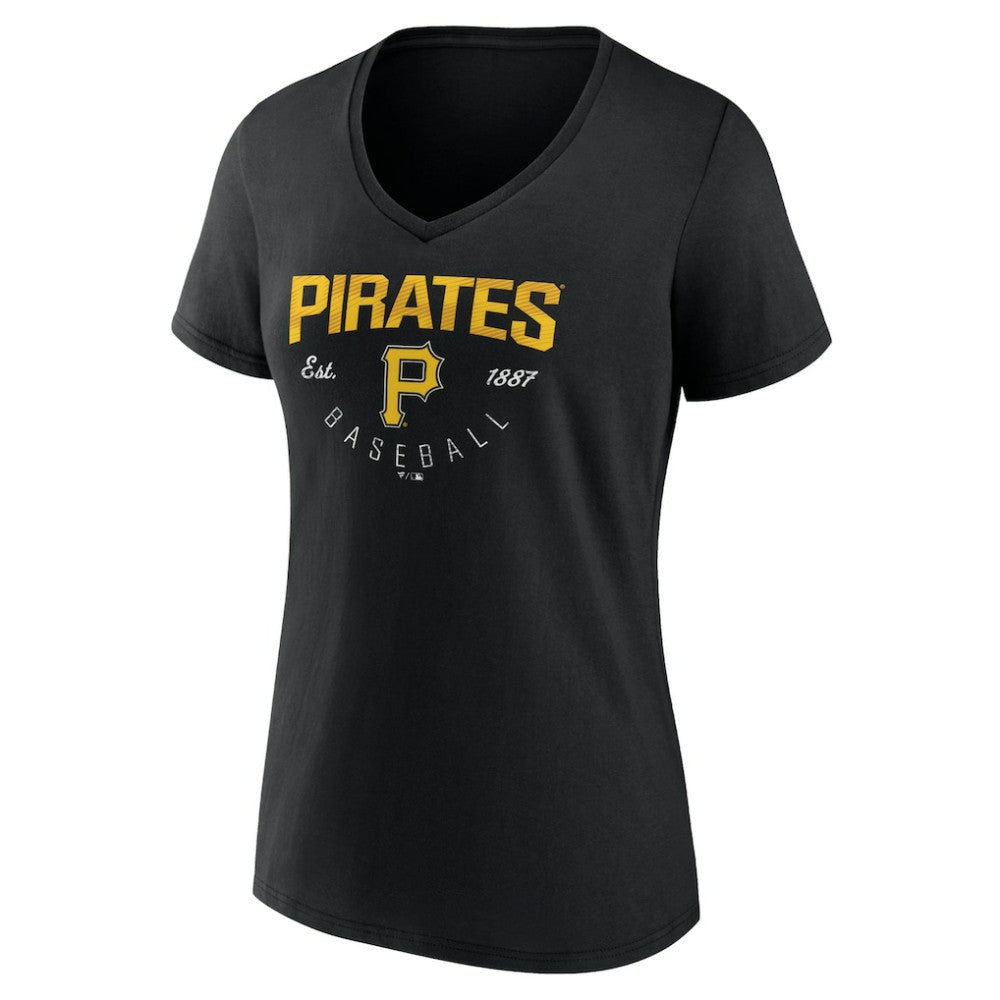 Pittsburgh Pirates Women's Live For It Team V-Neck T-Shirt - Black