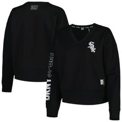 Chicago White Sox DKNY Sport Women's Lily V-Neck Pullover Sweatshirt - Black