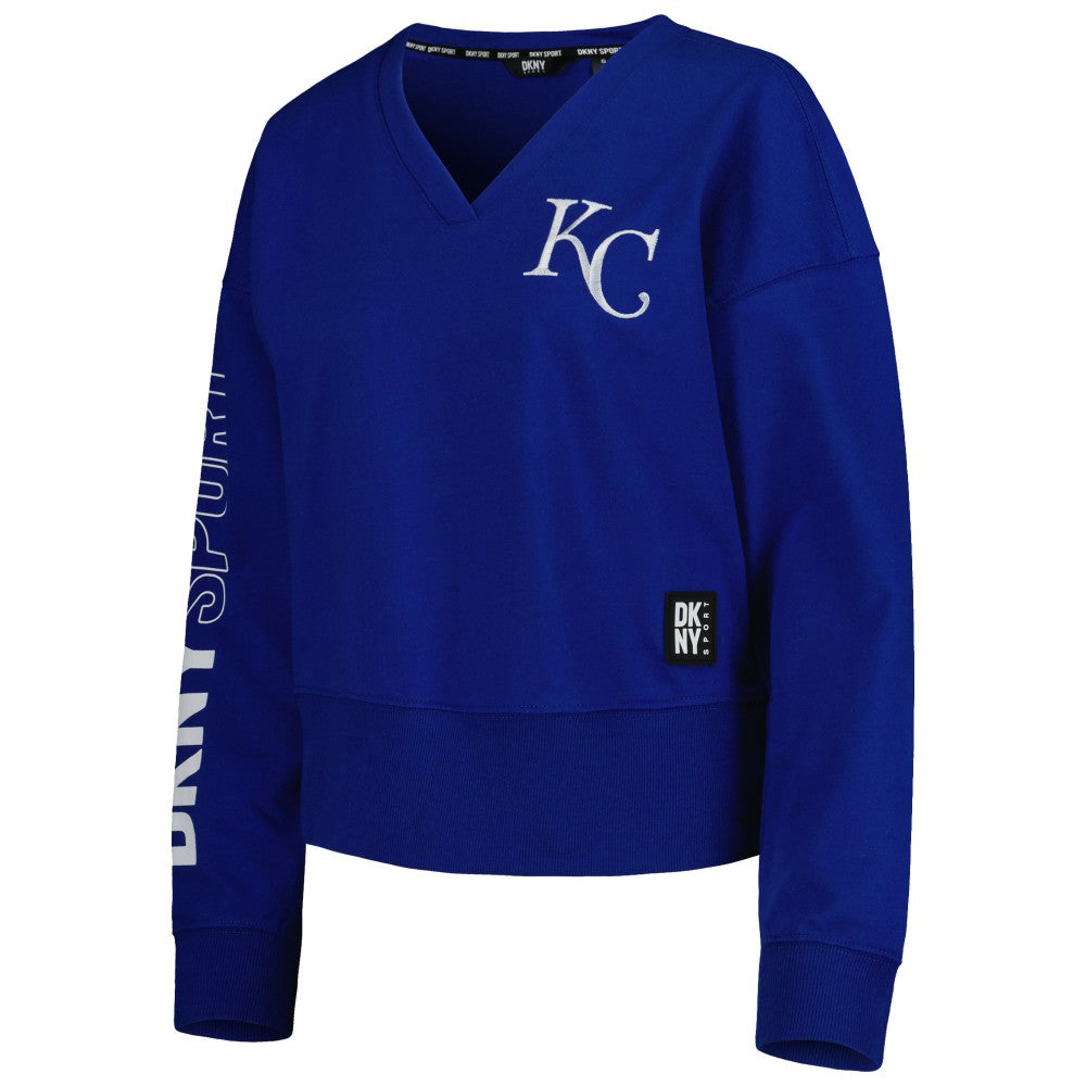 Kansas City Royals DKNY Sport Women's Lily V-Neck Pullover Sweatshirt - Royal
