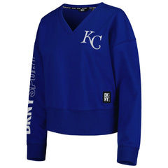 Kansas City Royals DKNY Sport Women's Lily V-Neck Pullover Sweatshirt - Royal