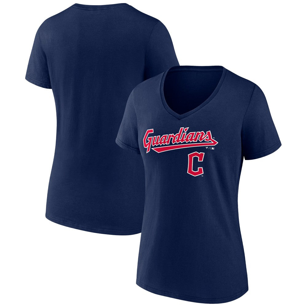 Cleveland Guardians Women's Lockup V-Neck T-Shirt - Navy