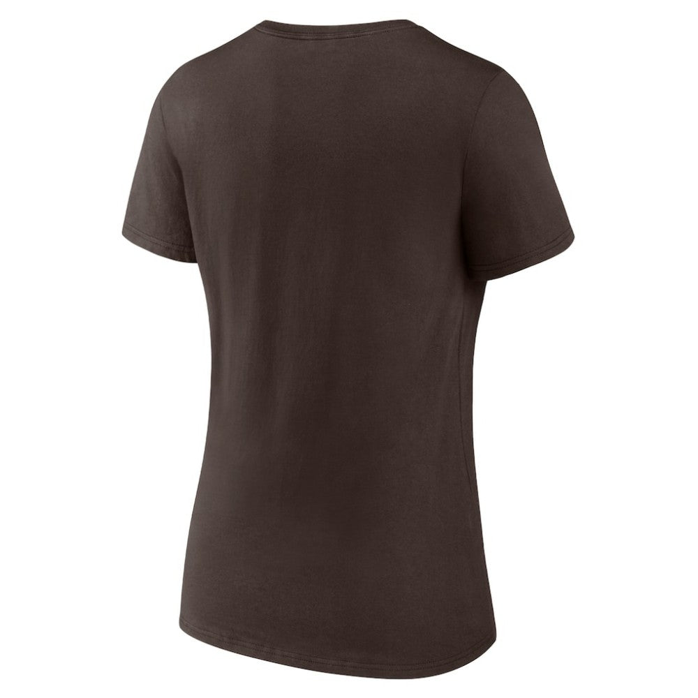 San Diego Padres Women's Lockup V-Neck T-Shirt - Brown